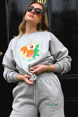 Peachy grey embroidered sweater short coord