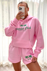 marina club light pink embroidered short hooded set