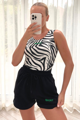 Saint zebra embroidered bodysuit short coord