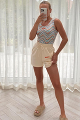 Saint zigzag embroidered bodysuit short coord