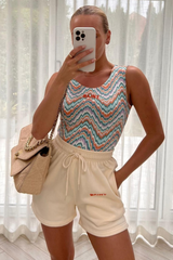Saint zigzag embroidered bodysuit short coord