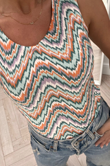 Listra multi zigzag double lined sleeveless bodysuit