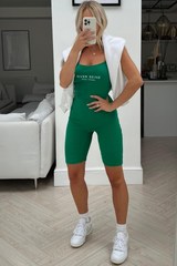 river seine green ribbed strappy unitard