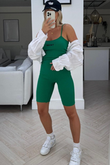 saint green ribbed strappy unitard