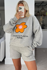 Plantes paris grey printed sweater short set