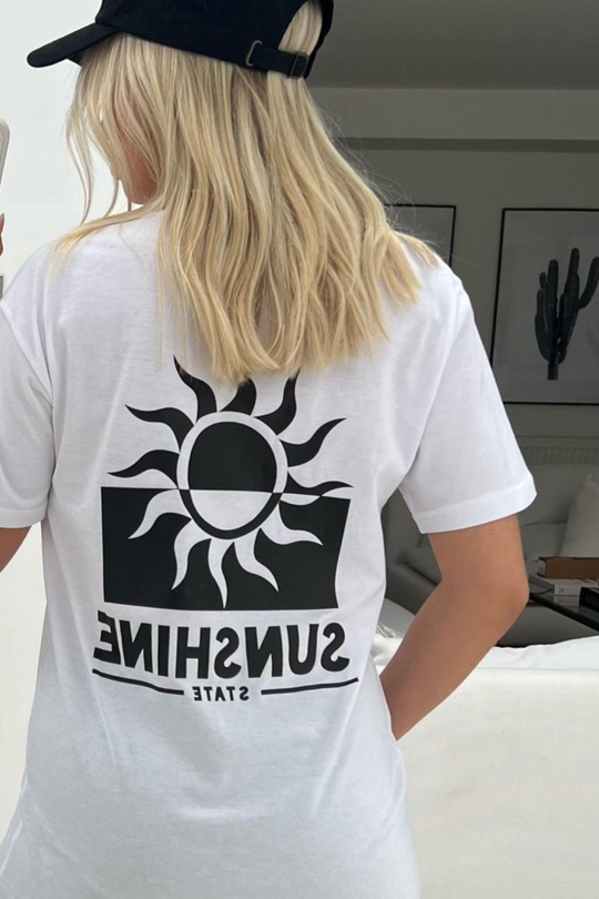sunshine state white & black printed tee