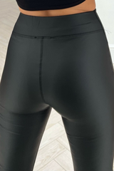 Neve black gold button pu leggings