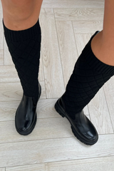 Petra Black Sock Knee High Boots