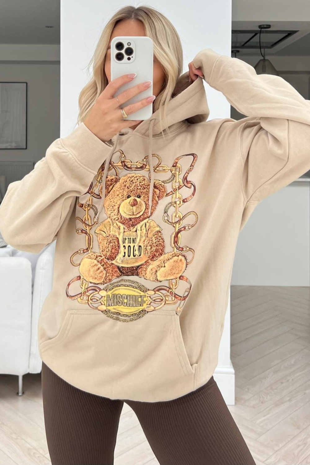 Drop shoulder crop original sale teddy hoodie