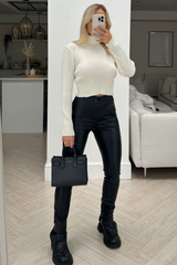 Halley beige cropped roll neck sweater