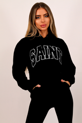 Saint Black & white printed Hoodie