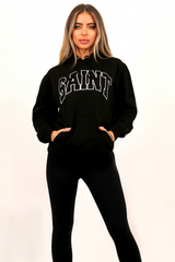 Saint Black & white printed Hoodie