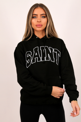 Saint Black & white printed Hoodie