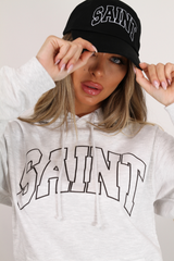 Saint grey & black printed Hoodie
