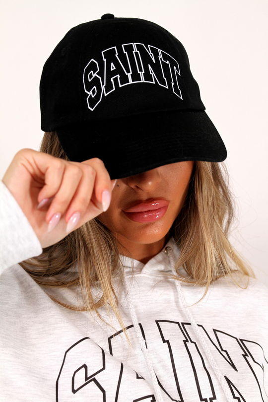 Saint black & white printed cap