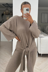 Rhianne stone tie waist ribbed coord