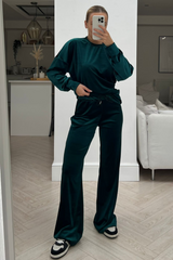 Remmy khaki velour wide leg loungewear set
