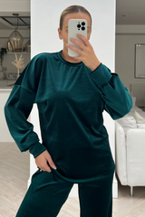 Remmy khaki velour wide leg loungewear set