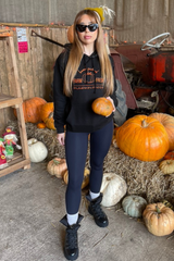 Pumpkin patch black embroidered hoodie