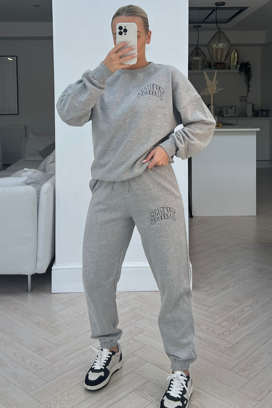 Saint grey printed sweater loungewear set