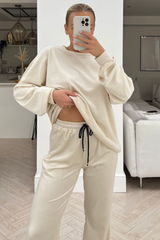 Katie beige velour loungewear set