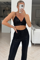 Marley sequin Black trouser coord