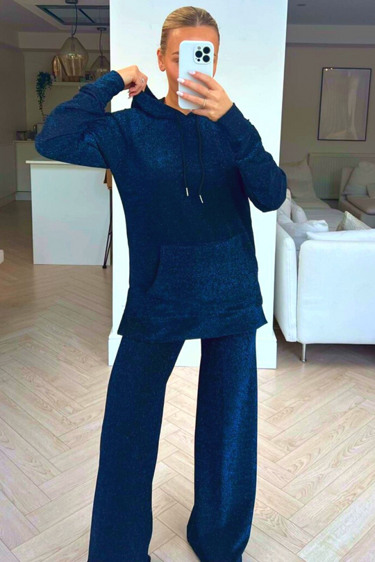 Sloane Sparkle Coord Hoodie & Pants Set Blue