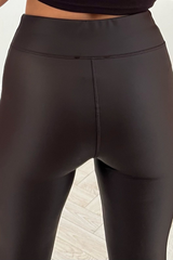 Neve chocolate gold button pu leggings