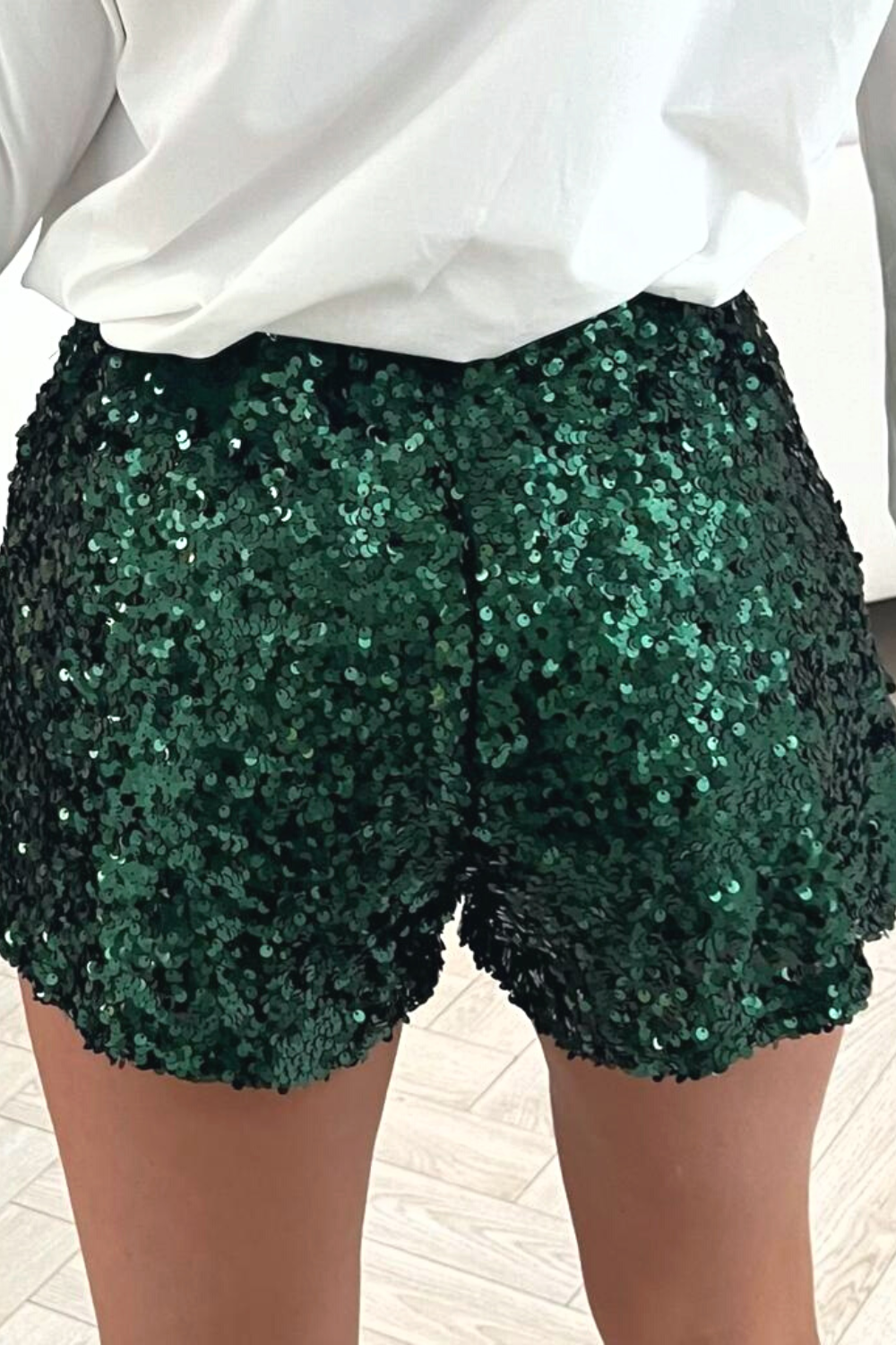 Green sparkly deals shorts