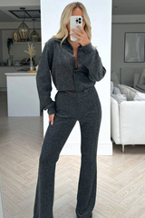 Raven silver shirt trouser lurex shimmer coord