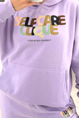 Self care clique lilac hooded loungewear set