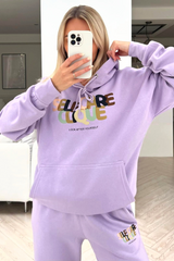 Self care clique lilac hooded loungewear set