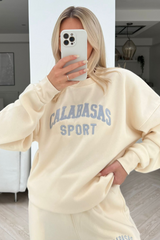 Calabasas ecru embroidered sweater loungewear set