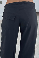 Miley Black toggle waist relaxed fit cargo trousers