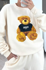 Paris teddy tee ecru sweater loungewear set