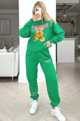 Manifest teddy bottle green printed sweater loungewear set