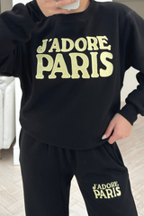 Jadore paris black embroidered sweater loungewear set