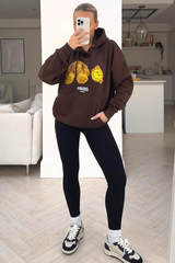 heads off smiley teddy chocolate printed drawstring hoodie