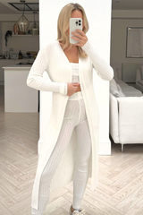 KENDALL CREAM 3 PIECE RIBBED LEGGING CO ORD TWO PIECE SET