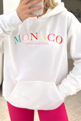 Monaco White & multi embroidered hoodie