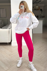 Monaco White & multi embroidered hoodie