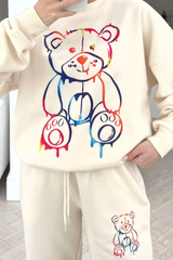 Teddy drip ecru sweater loungewear set
