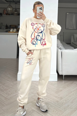 Teddy drip ecru sweater loungewear set