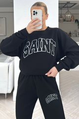 Saint Black printed sweater loungewear set