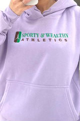 Sporty Athletics lilac embroidered Hoodie lounge set