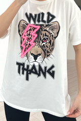Wild thang white printed oversized tee