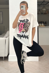Wild thang white printed oversized tee