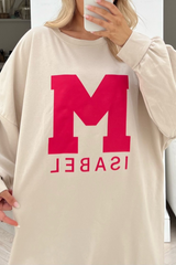 Isabel beige & pink Oversized Tee dress