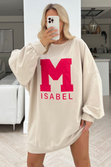 Isabel beige & pink Oversized Tee dress