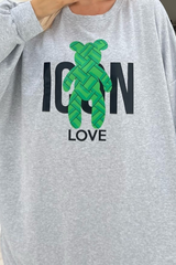 Icon teddy Grey Oversized Tee dress